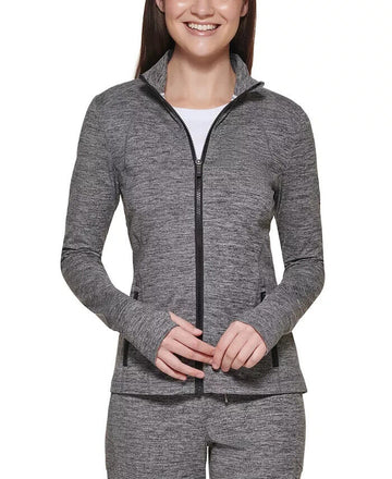 CALVIN KLEIN PERFORMANCE Women's Zip Jacket Gray Black Size L MSRP $80