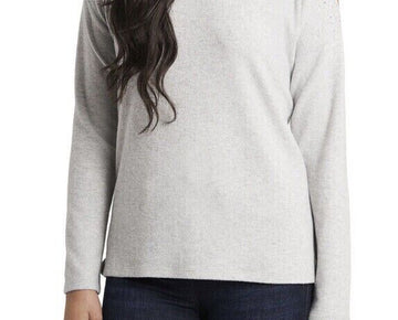 Vince Camuto Womens Cold Shoulder Cozy Top Embellishments Gray Size S MSRP $69