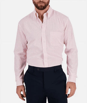 Club Room Mens Regular fit Dress Shirt Size 16.5 X 32-33 Pink Check MSRP $60