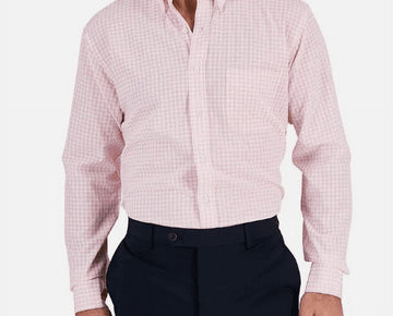 Club Room Mens Regular fit Dress Shirt Size 16.5 X 32-33 Pink Check MSRP $60