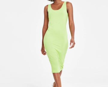 Bar III Petite Scoop-Neck Sleeveless Jersey Midi Dress Light Green Size PM