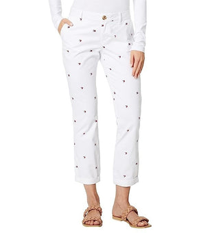 Tommy Hilfiger Women's Hampton Heart Flag Chino Pants White Size 10 MSRP $60