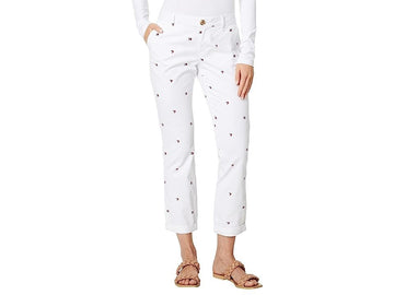 Tommy Hilfiger Women's Hampton Heart Flag Chino Pants White Size 10 MSRP $60
