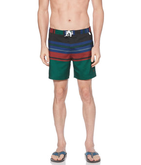 Original Penguin BLACK Green Fixed Waist Volley Swim Trunks, US Size 31 MSRP $79