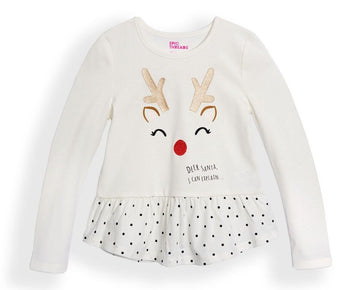 Epic Threads Toddler Girls Seeing Red Long Holiday Shirt Ivory Size 2T