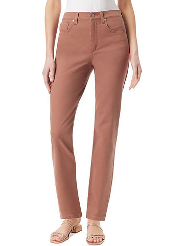 Gloria Vanderbilt Womens S Cotton Straight Leg Pants Brown Size 4