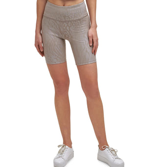 Calvin Klein Performance Women's shimmery high-rise bike shorts Brown Size XL