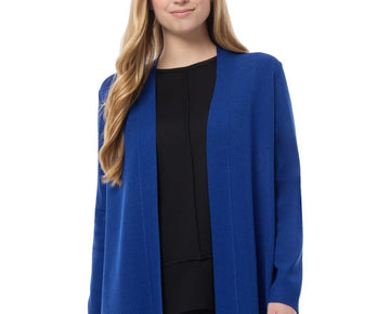 Jones New York Petite Collarless Open Long-Sleeve Cardigan Blue Size PL MSRP $90