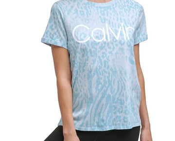 Calvin Klein Performance Women's Printed Top Bleached Aqua, Small