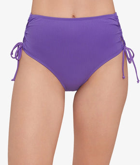 Salt & Cove Juniors Raised Rib Lace-Side Bikini Bottoms Swimsuit Purple Size M