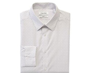 Calvin Klein Steel+Slim Fit Stretch Wrinkle Free Dress Shirt White Size 17x34/35