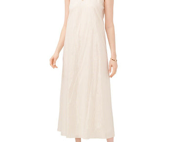 Vince Camuto Women Metallic-Stripes Maxi Dress Ivory Size XXS MSRP $129