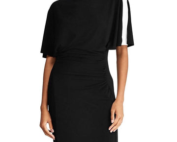 Lauren Ralph Lauren Womens Topaz Two Tone Cape Sleeves Dress Size 6 Black