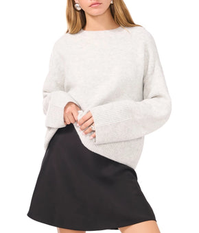1.STATE Women's Crew Neck Raglan Wide-Sleeve Sweater Gray Size XL MSRP $79