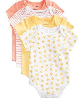 First Impressions Baby Sunshine Cotton 4 Bodysuits Yellow Size 0-3M