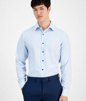Alfani Mens Slim fit Dress Shirt XL Size 17-17.5 34-35 Blue White Geometric