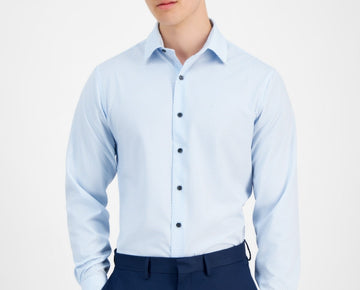Alfani Mens Slim fit Dress Shirt XL Size 17-17.5 34-35 Blue White Geometric