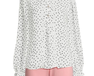 Tommy Hilfiger Highneck Polka Dot Blouse White Size M MSRP $79