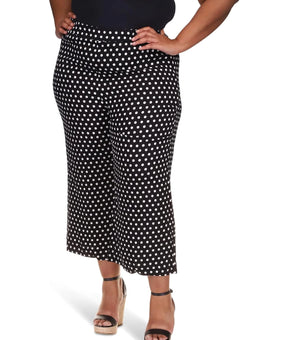 Michael Kors Polka Dot Wide Leg Pants Plus Size 24W Black