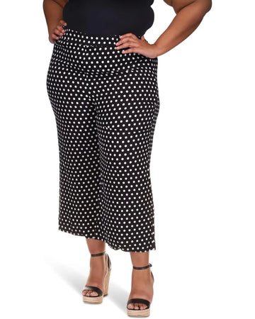 Michael Kors Polka Dot Wide Leg Pants Plus Size 24W Black