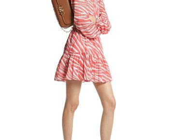 Michael Kors Women's Cotton Zebra Cutout Dress geranium Red Size M MSRP $195
