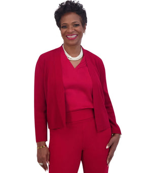 Kasper Women's Collarless Open-Front Cardigan Viscose nylon Dark Red Size M $89