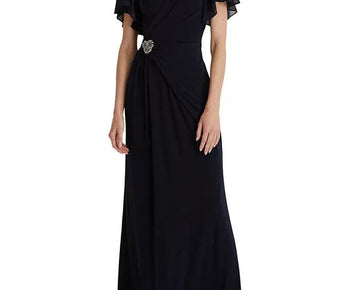LAUREN RALPH LAUREN Boatneck Evening Gown Navy Blue Size 2 MSRP $210