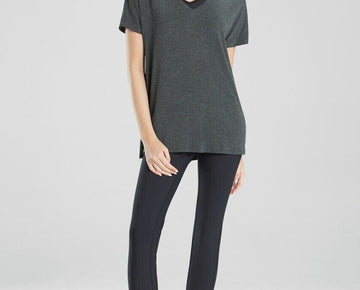 Josie Natori Women's Elements Dolman V-Neck Top Gray Size XS MSRP $48