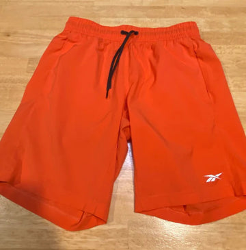 Reebok Mens Regular fit Drawstring Shorts Size L Orange Solid Moisture Wicking