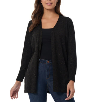 Jones New York Metallic Open-Front Collarless Cardigan Black Petite Size PM $100