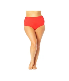 ANNE COLE NWT High Waisted Bikini Bottom ONLY Red Plus Size 20W Swimwear $64