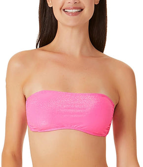 California Waves Juniors Pink Metallic Bandeau Tie Bikini Top Size S