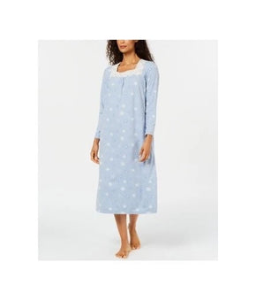 Charter Club Fleece Gown Size XXL Blue Snowflake Long Sleeve Nightgown MSRP $60