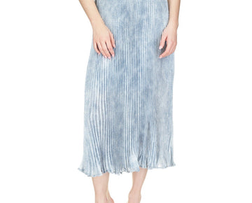 Michael Kors Women's Tonal-Print Pleated Midi Skirt Blue Size L MSRP $175