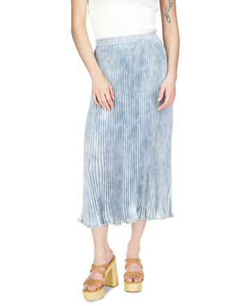 Michael Kors Women's Tonal-Print Pleated Midi Skirt Blue Size L MSRP $175