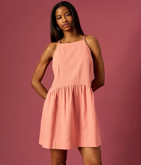 Donna Morgan Women rayon Linen Square-Neck Sleeveless Mini Dress Pink Size S $98