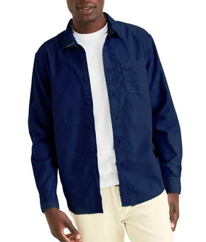 Dockers Men's Regular-Fit Icon Woven Solid Shirt Navy Blue Size M MSRP $79