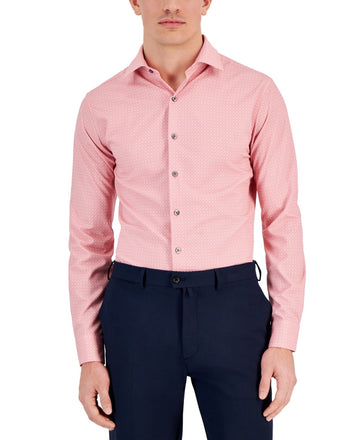 Alfani Mens Slim fit Dress Shirt Medium Size 15-15.5 Long Sleeve Pink Geometric