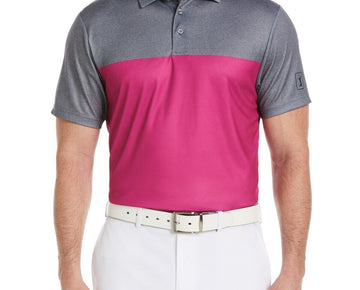 PGA TOUR Men Airflux Colorblock Short-Sleeve Golf Polo Shirt PINK Size M MSRP$62