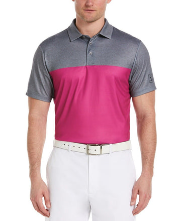 PGA TOUR Men Airflux Colorblock Short-Sleeve Golf Polo Shirt PINK Size M MSRP$62