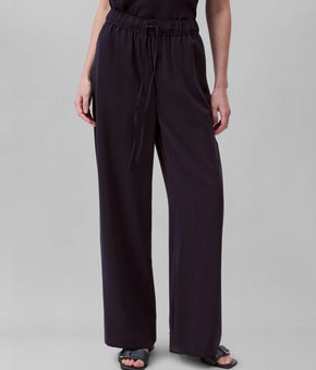 Calvin Klein Women's Wide-Leg Pull-On Pants Black Size L MSRP $89