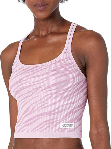 Calvin Klein Performance Women's Zebra Jacquard Low Impact Crop Top Size XS Pink