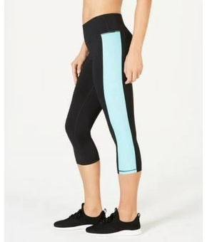 Ideology Women's Colorblocked GYM WORKOUT Cropped Leggings Blue Black Size M