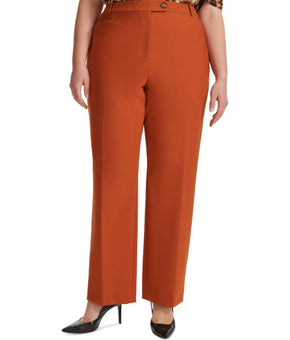 Calvin Klein Plus Size 16W High Rise Straight Leg Pants Brick Brown MSRP $119