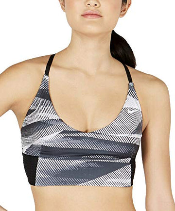 Nike Women's Line Up Printed Cross Back Long Line Bikini Top Size XS Black White