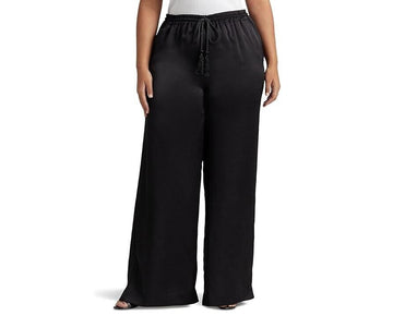 LAUREN Ralph Lauren Plus SizeCharmeuse Wide-Leg Pants Black Size 1X MSRP $165