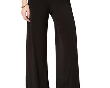 NY Collection Womens Petites Office Mid-Rise Palazzo Pants Size PXL Black