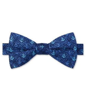 Tommy Hilfiger Men's Anchor Print Bow Tie Blue Bowtile