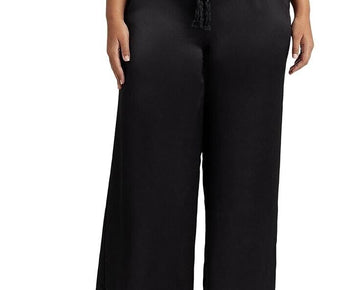LAUREN Ralph Lauren Charmeuse Wide-Leg Pants Plus Size 2X Black MSRP $165