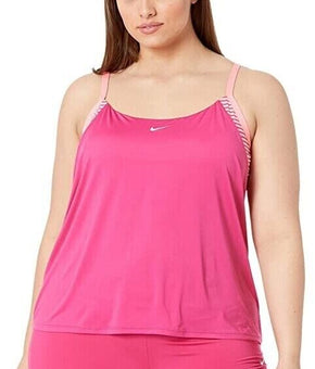 NIKE Plus Size Micro Stripe Layered Tankini Top Pink Size 3X MSRP $72